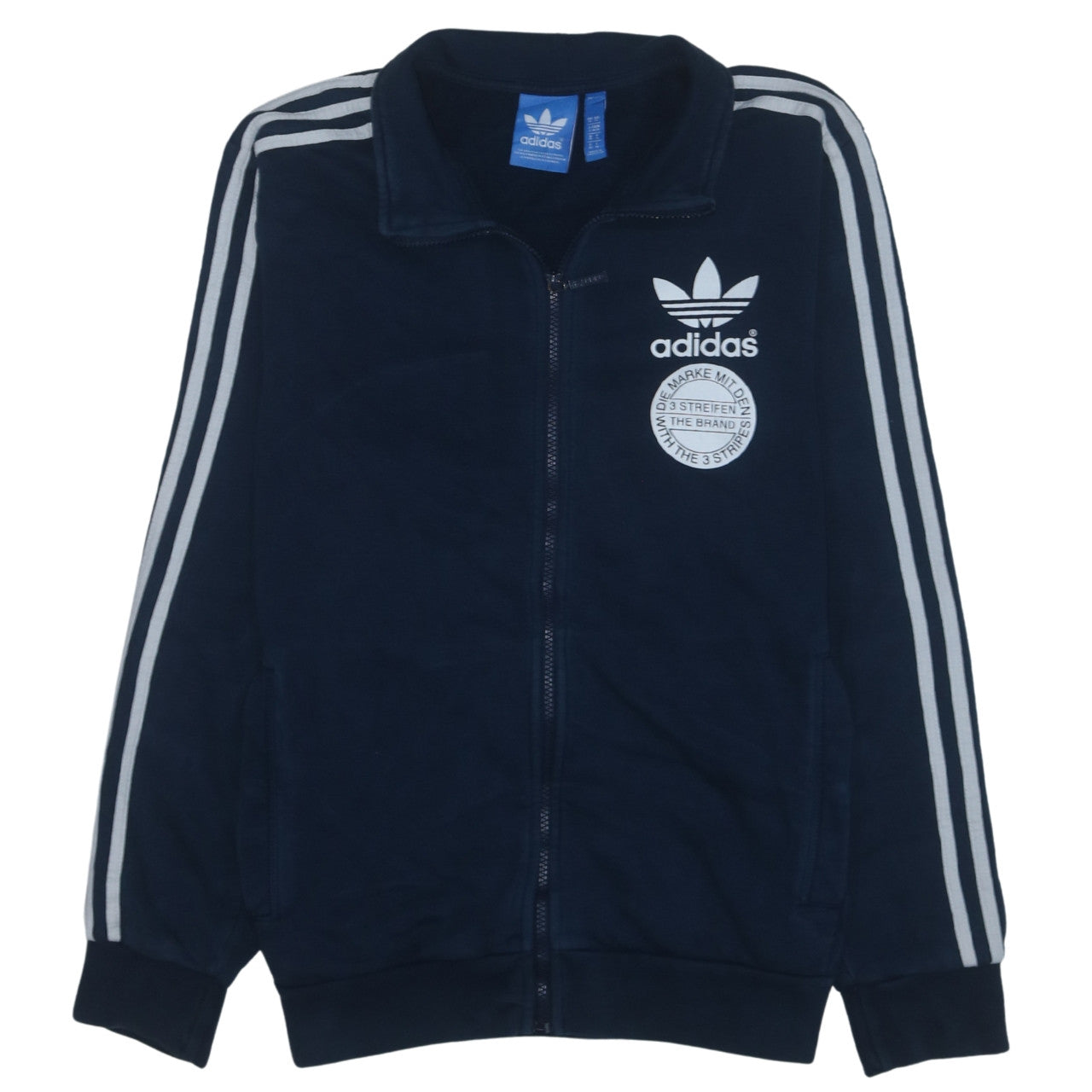 Adidas Men's Blue Full Zip Logo Sweatshirt Size M