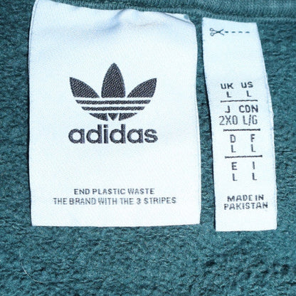 Adidas Men's Green Pullover Hoodie L Logo Fleece Sweatshirt