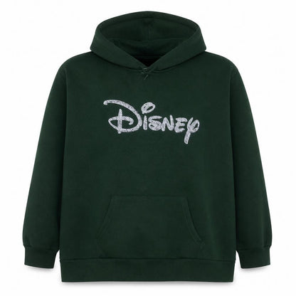 Disney Women’s Green Pullover Hoodie 2XL Embroidered Logo Casual Sweatshirt