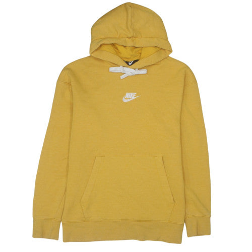 Nike Men's Yellow Pullover Hoodie M Logo Fleece Sweatshirt