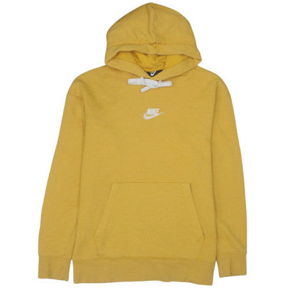 Nike Men's Yellow Pullover Hoodie M Logo Fleece Sweatshirt