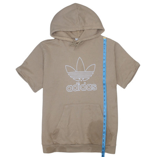 adidas Men Beige Short Sleeve Pullover Hoodie Size L Regular Fit