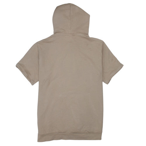 adidas Men Beige Short Sleeve Pullover Hoodie Size L Regular Fit