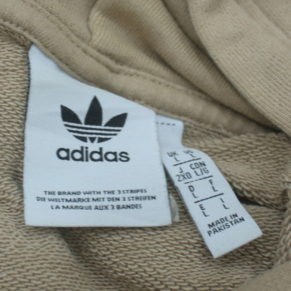 adidas Men Beige Short Sleeve Pullover Hoodie Size L Regular Fit