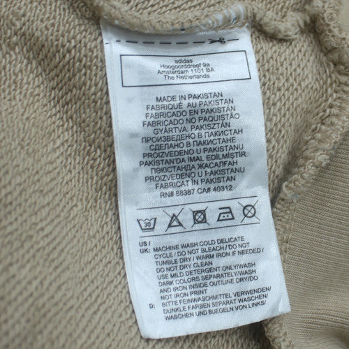 adidas Men Beige Short Sleeve Pullover Hoodie Size L Regular Fit