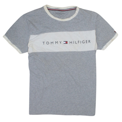Tommy Hilfiger Men's Grey Crew Neck Logo Cotton T-Shirt Size M