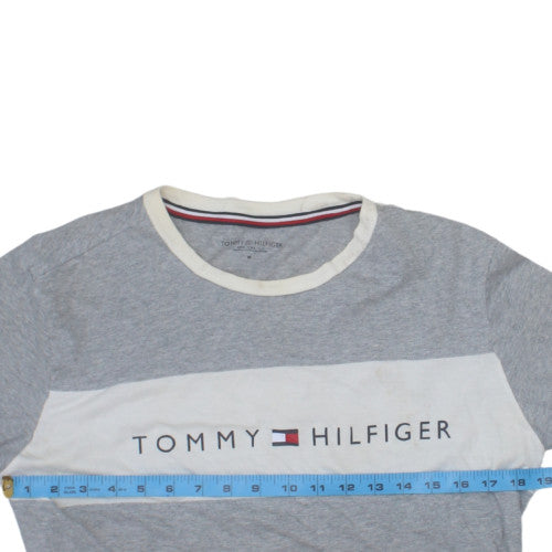 Tommy Hilfiger Men's Grey Crew Neck Logo Cotton T-Shirt Size M
