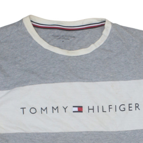 Tommy Hilfiger Men's Grey Crew Neck Logo Cotton T-Shirt Size M