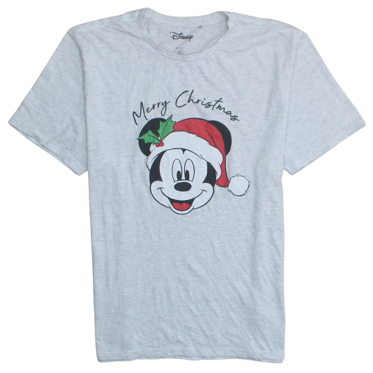 Disney Women’s Grey Mickey Mouse Christmas T-Shirt XL