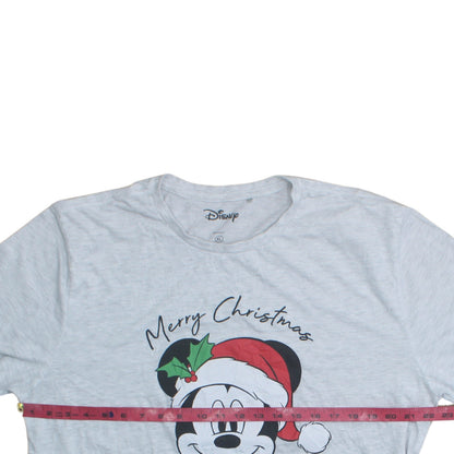 Disney Women’s Grey Mickey Mouse Christmas T-Shirt XL
