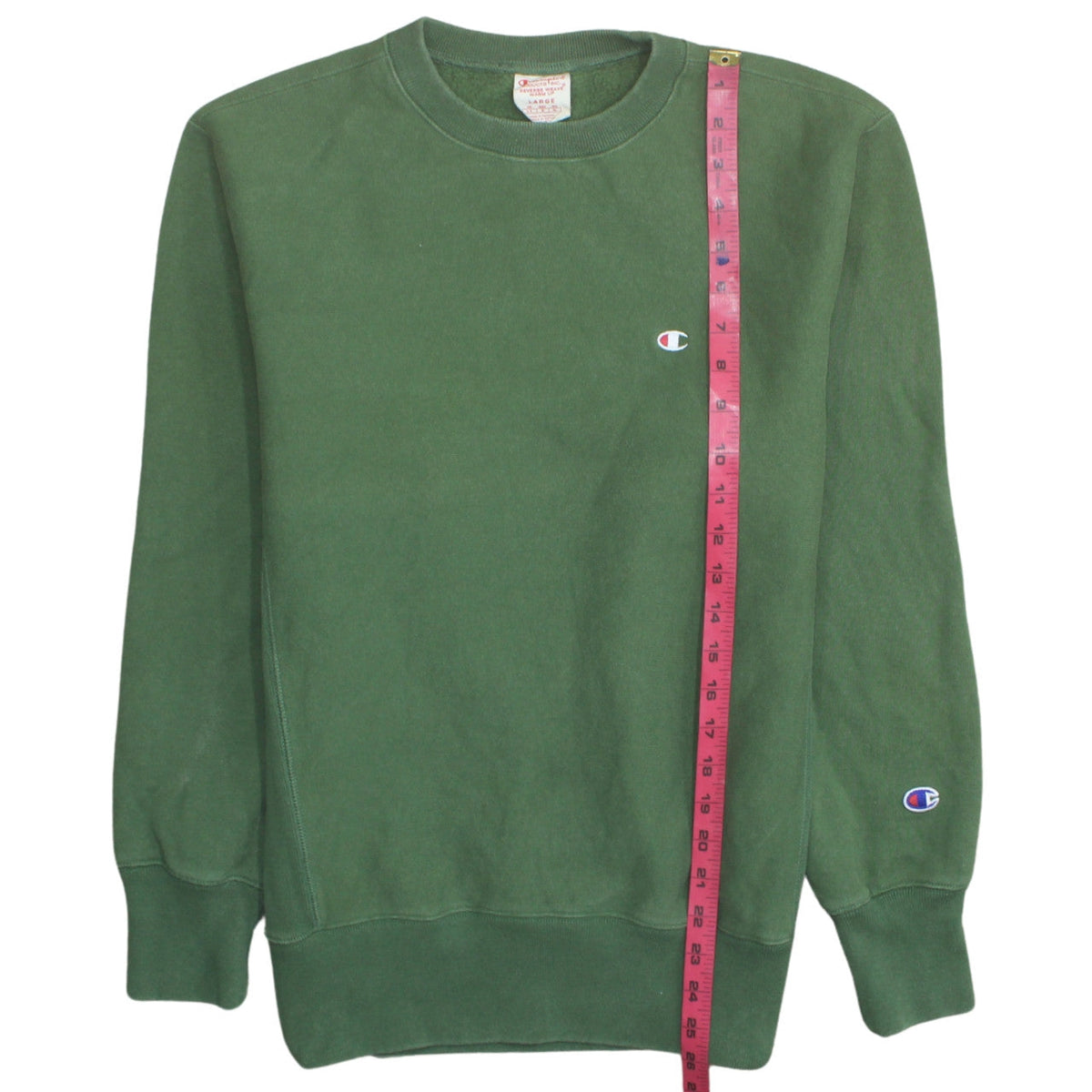 Champion Men's Green Reverse Weave Crew Neck Sweatshirt Size L