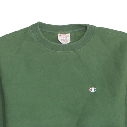 Champion Men's Green Reverse Weave Crew Neck Sweatshirt Size L