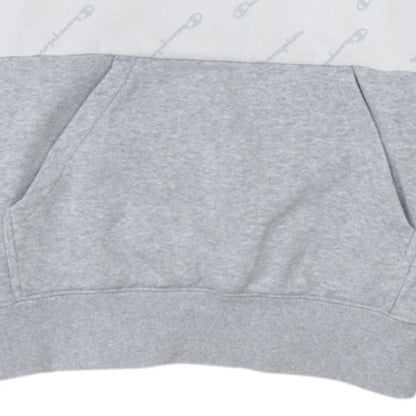 Champion Women Grey & White Logo Crew Neck Pullover Sweatshirt L