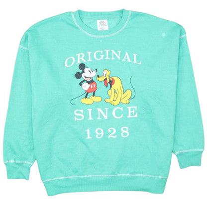 Primark Disney Women's Green Mickey & Pluto Crew Neck Sweatshirt Size M 12/14