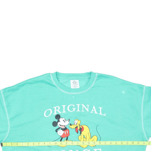 Primark Disney Women's Green Mickey & Pluto Crew Neck Sweatshirt Size M 12/14