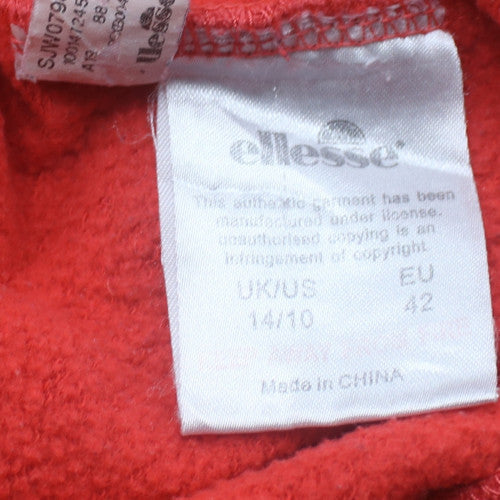Ellesse Womens Red Pullover Hoodie UK 14 Cotton Blend Casual