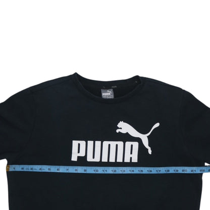 Puma Men’s Black Crew Neck Sweatshirt M Regular Fit Logo Pullover