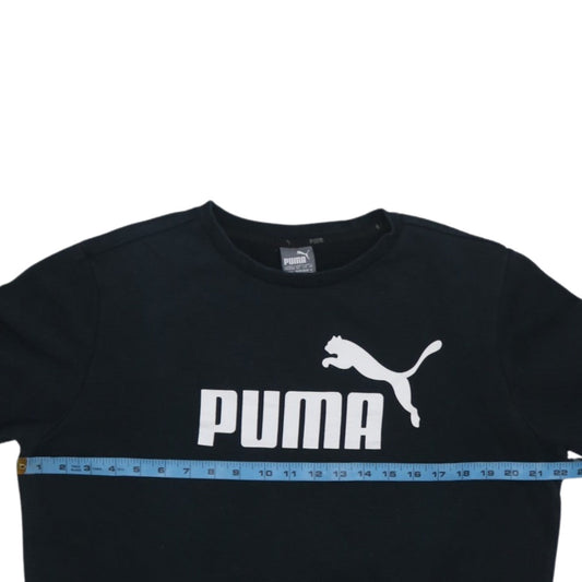 Puma Men’s Black Crew Neck Sweatshirt M Regular Fit Logo Pullover