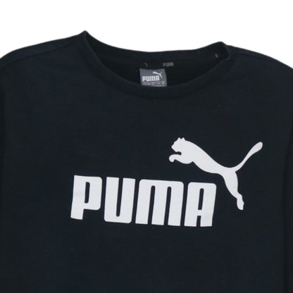 Puma Men’s Black Crew Neck Sweatshirt M Regular Fit Logo Pullover