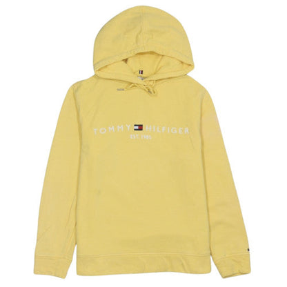 Tommy Hilfiger Womens Yellow Pullover Hoodie M Cotton Logo Casual