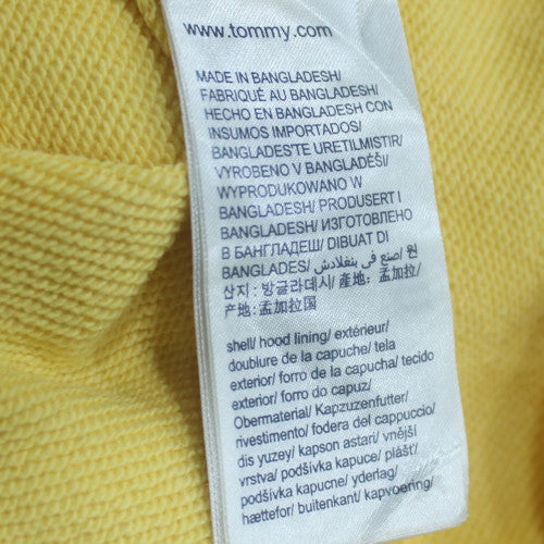 Tommy Hilfiger Womens Yellow Pullover Hoodie M Cotton Logo Casual