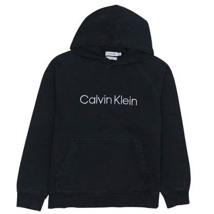 Calvin Klein Womens Black Relaxed Fit Cotton Pullover Hoodie XS