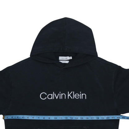 Calvin Klein Womens Black Relaxed Fit Cotton Pullover Hoodie XS