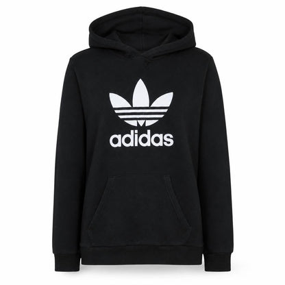 Adidas Womens Black Small Pullover Hoodie with Logo Print
