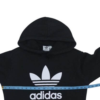 Adidas Womens Black Small Pullover Hoodie with Logo Print