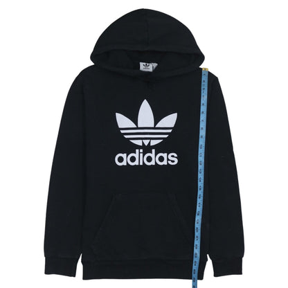 Adidas Womens Black Small Pullover Hoodie with Logo Print