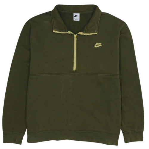 Nike Mens Green 1/4 Zip Fleece Sweatshirt XXL Regular Fit