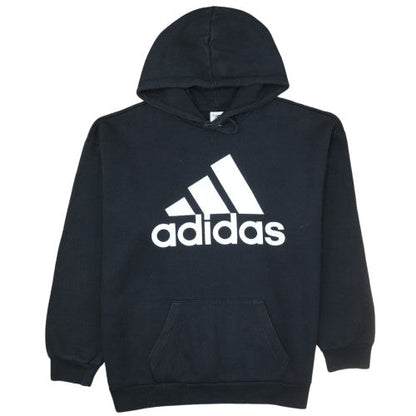 Adidas Womens Black Pullover Hoodie L Logo Graphic Cotton Blend