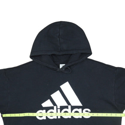 Adidas Womens Black Pullover Hoodie L Logo Graphic Cotton Blend