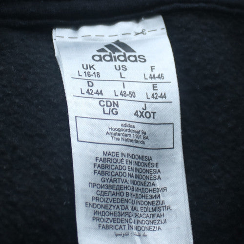 Adidas Womens Black Pullover Hoodie L Logo Graphic Cotton Blend