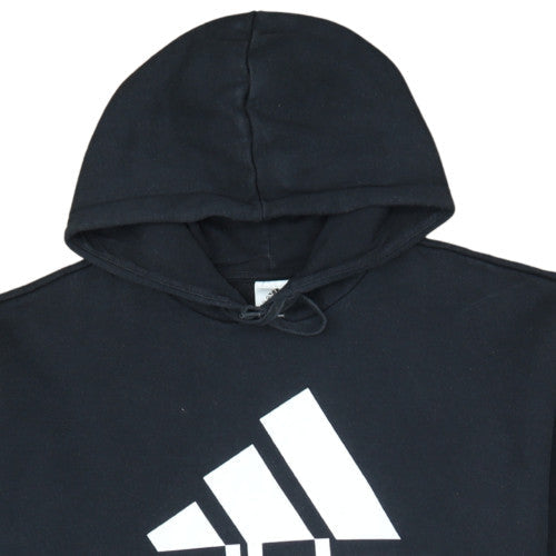 Adidas Womens Black Pullover Hoodie L Logo Graphic Cotton Blend