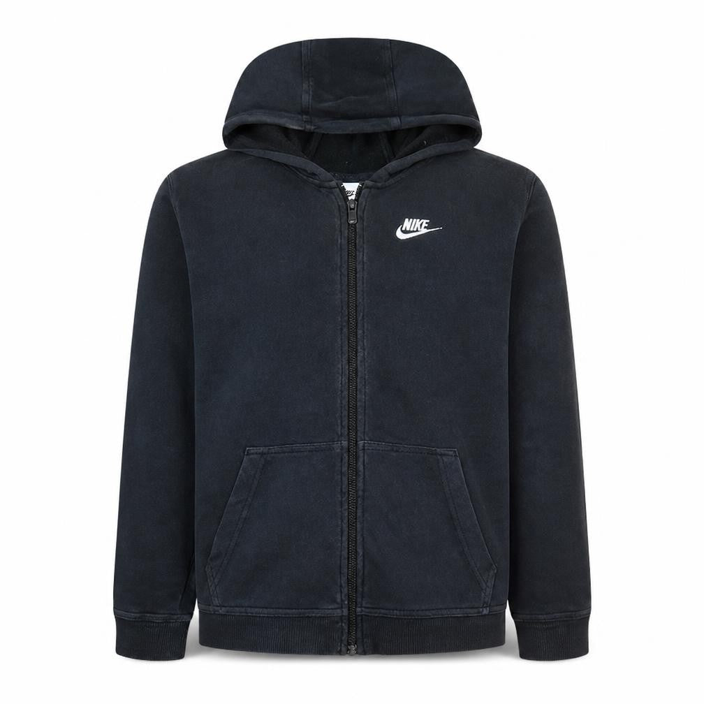 Front view of Nike boys’ black full zip hoodie xl 158-170cm - hooded sweatshirt