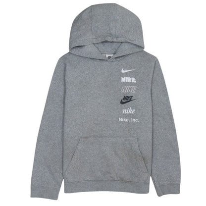 Nike Boys Grey XL Pullover Hoodie with Logo Print Sweatshirt