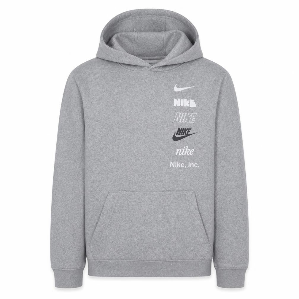 Nike Boys Grey XL Pullover Hoodie with Logo Print Sweatshirt