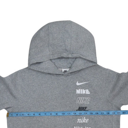 Nike Boys Grey XL Pullover Hoodie with Logo Print Sweatshirt