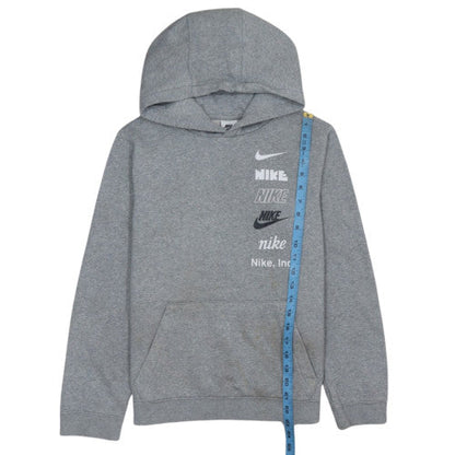 Nike Boys Grey XL Pullover Hoodie with Logo Print Sweatshirt
