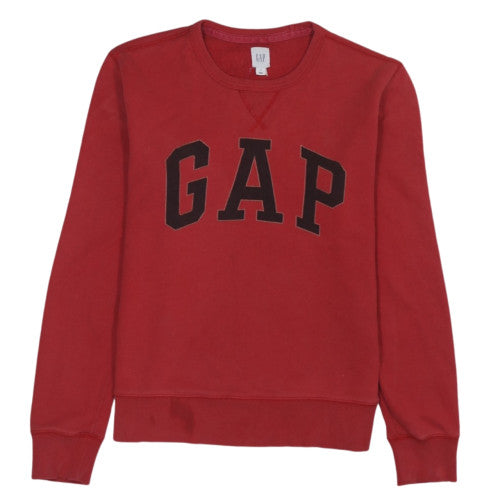 GAP Women Red Logo Crew Neck Pullover Sweatshirt Size S