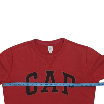 GAP Women Red Logo Crew Neck Pullover Sweatshirt Size S