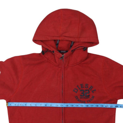 Diesel Men's Red Full Zip Hoodie XL Sports Graphic Sweatshirt