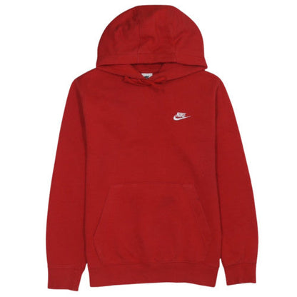 Nike Womens Red Pullover Hoodie Small Fleece Lined Casual Sweatshirt