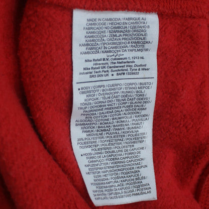 Nike Womens Red Pullover Hoodie Small Fleece Lined Casual Sweatshirt