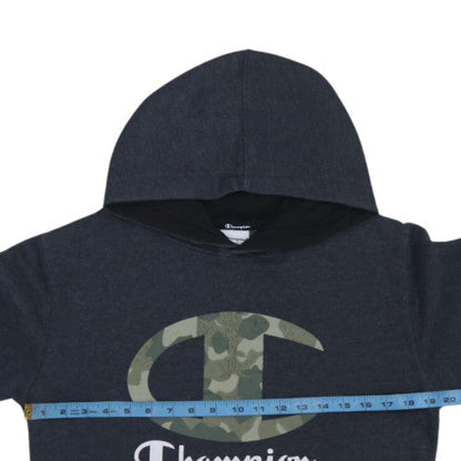 Champion Men's Black Pullover Hoodie S Camouflage Logo Fleece