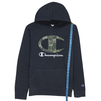 Champion Men's Black Pullover Hoodie S Camouflage Logo Fleece
