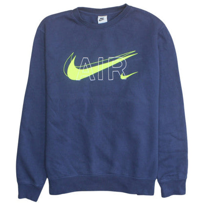 Nike Men's Blue Crew Neck Pullover Logo Sweatshirt Size L