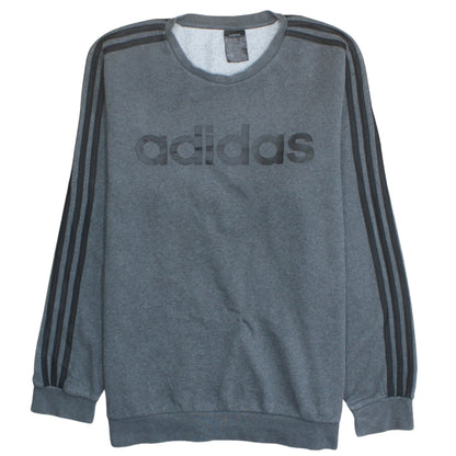 Adidas Mens Grey Logo Crew Neck Sweatshirt Size L Pullover