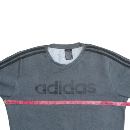 Adidas Mens Grey Logo Crew Neck Sweatshirt Size L Pullover